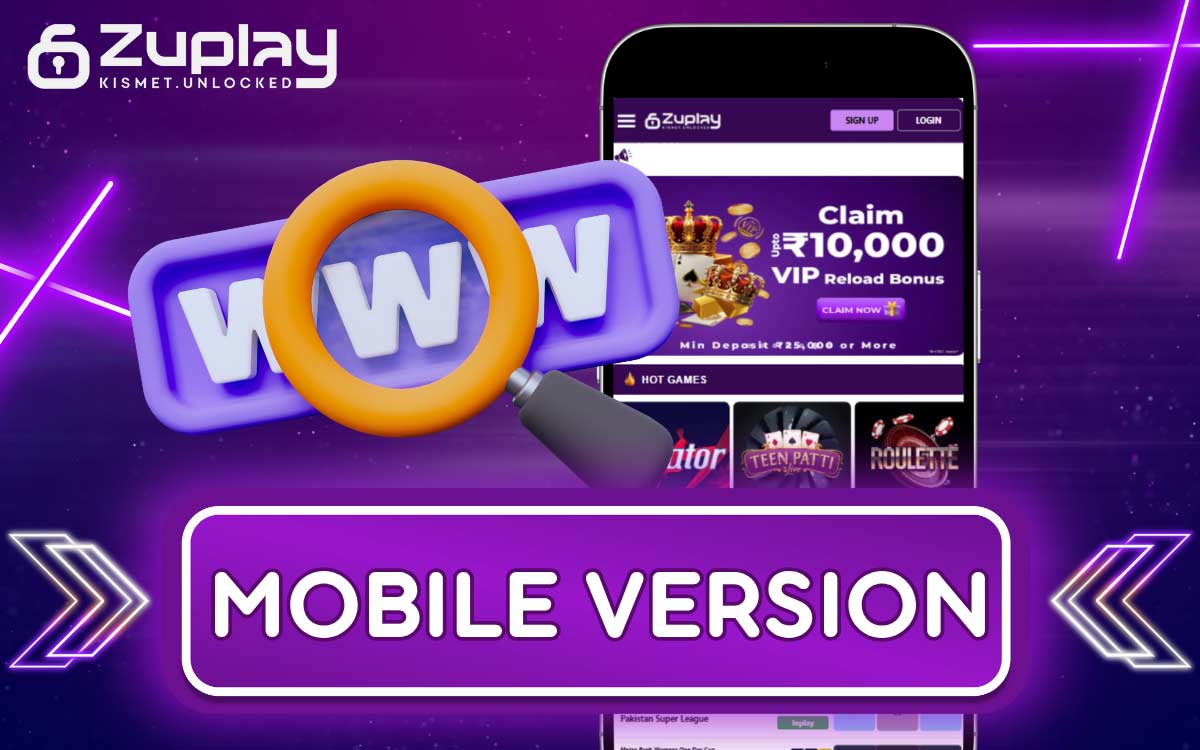 The mobile version of Zuplay is adapted for small screens